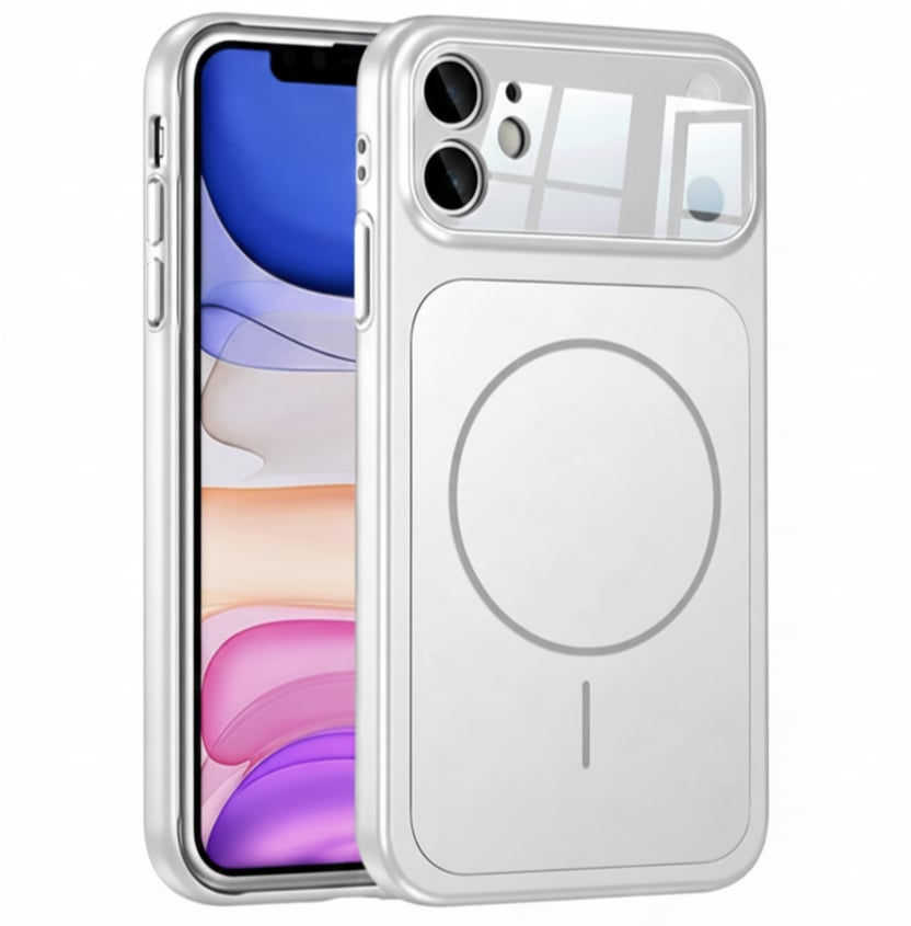 İPhone 11 Uyumlu İPhone 17 Görünümlü Magsafeli Kamera Kamera Lensli Kılıf Silver