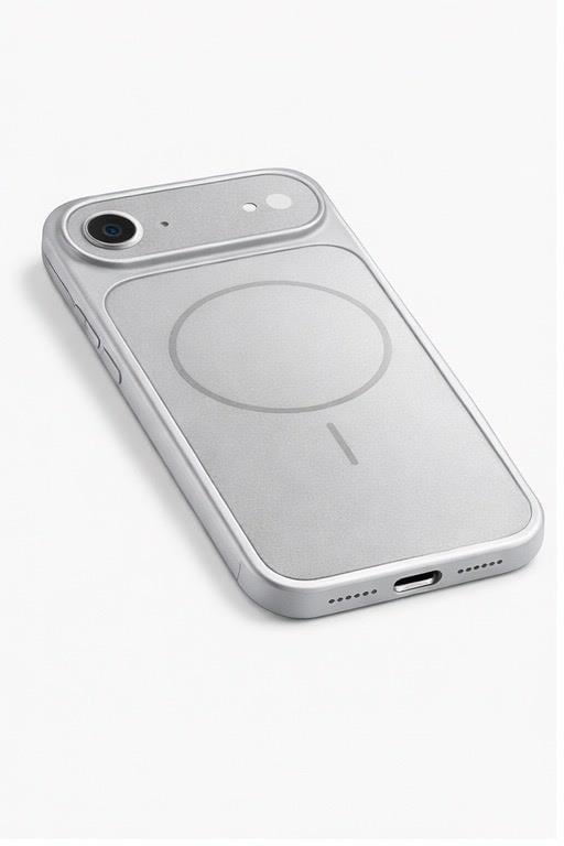 İPhone 17 Air Uyumlu İPhone 17 Pro Max Görünümlü Magsafeli Kamera Kamera Lensli Kılıf Silver
