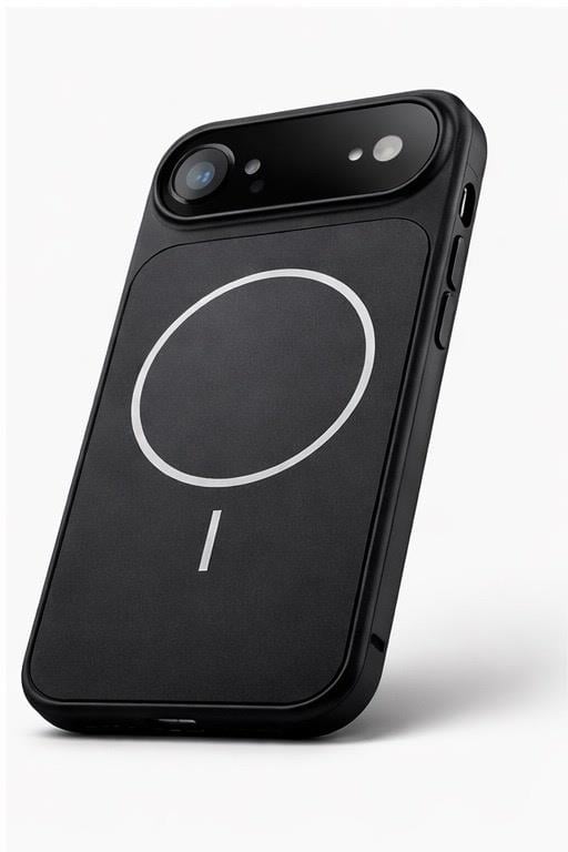 İPhone 17 Air Uyumlu İPhone 17 Pro Max Görünümlü Magsafeli Kamera Kamera Lensli Kılıf Siyah