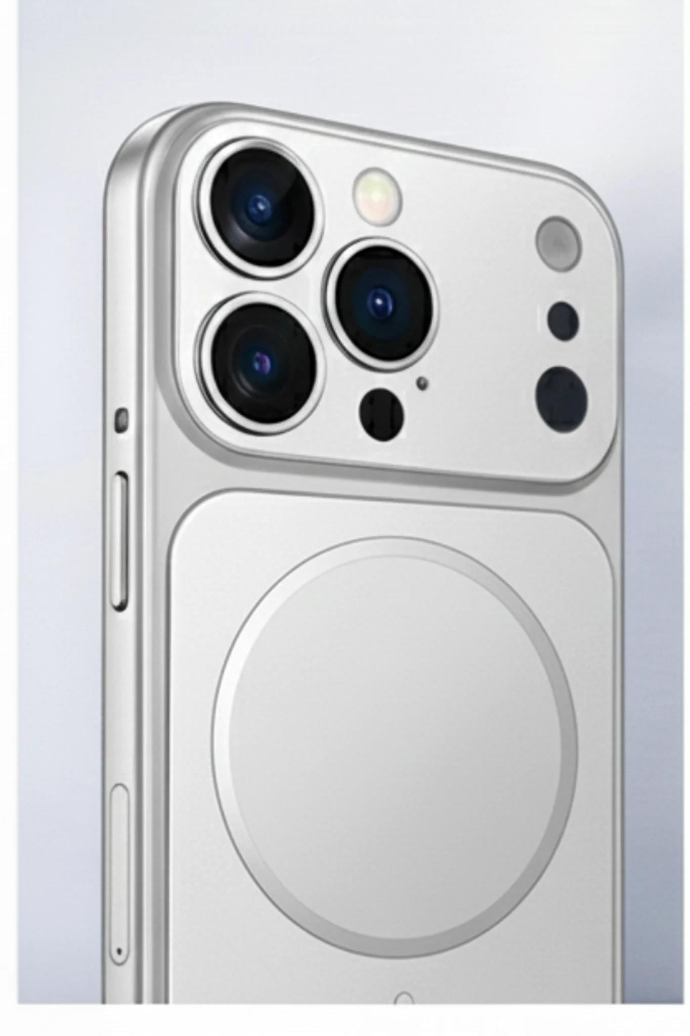 İPhone 17 Pro Uyumlu İPhone 17 Pro Görünümlü Magsafeli Kamera Kamera Lensli Kılıf Silver