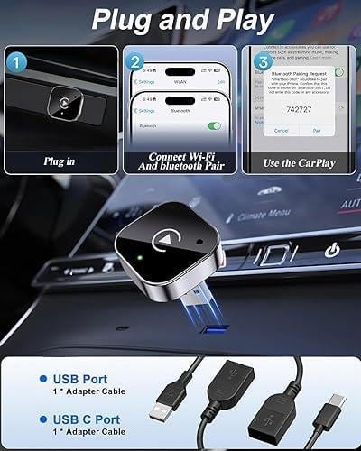 Kablosuz Carplay ve Android Auto Adaptörü Apple ve Android Cihazlar ile Uyumlu