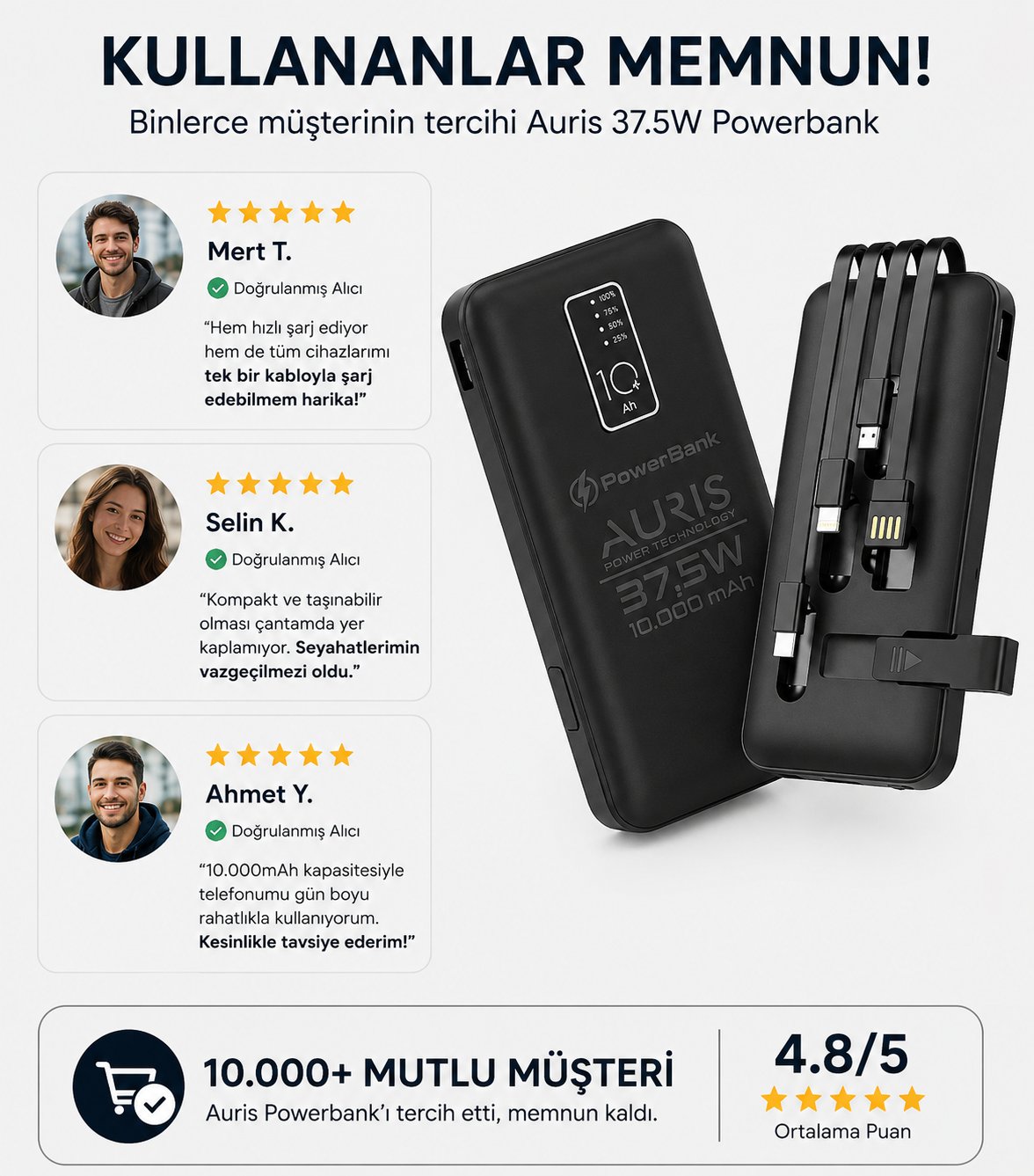 KP-17 10.000mAh Dijital Göstergeli Tüm Telefonlarla Uyumlu Powerbank