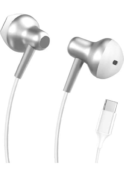 LinkTech H678 Premium Metal Super Bas Kulak içi Type-C Kablolu  Beyaz Kulaklık 