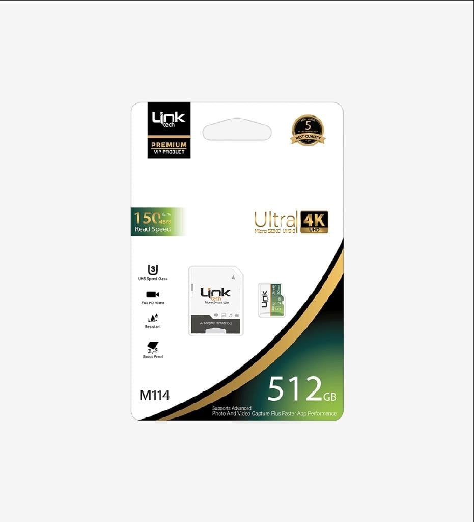 LinkTech M114  Premium 150MB/sMicro SD Ultra 512 GB Hafıza Kartı