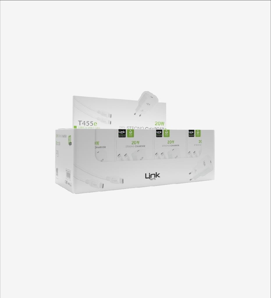LinkTech T455e Strong ECO Çevre Dostu 20W Type-C Type-C Kablolu Şarj Aleti