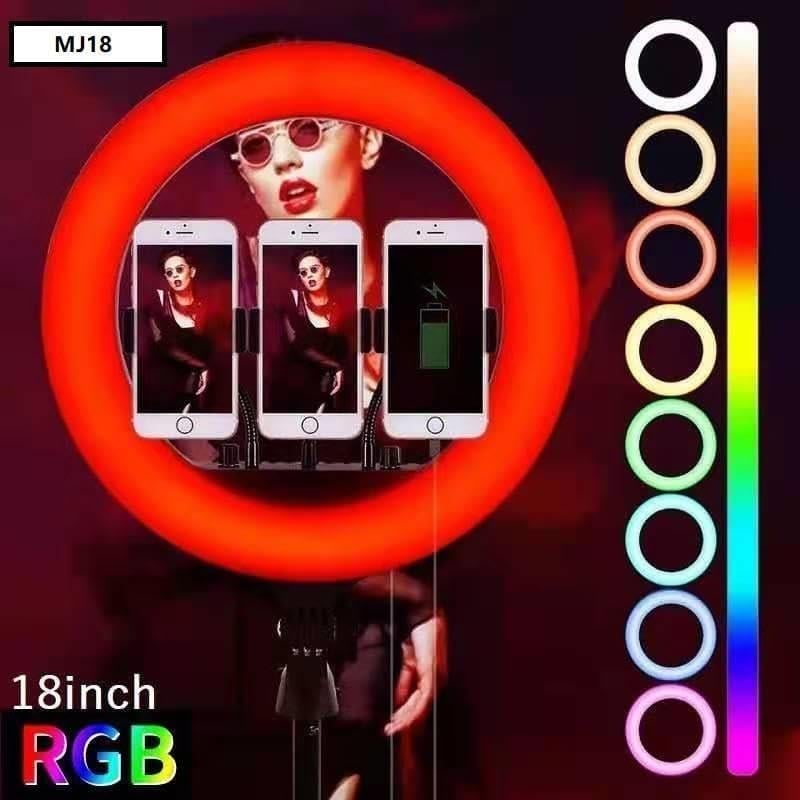 MJ18 RGB Led 18 inç Işıklı 3 Telefon Aynı Anda Tutan Tripod