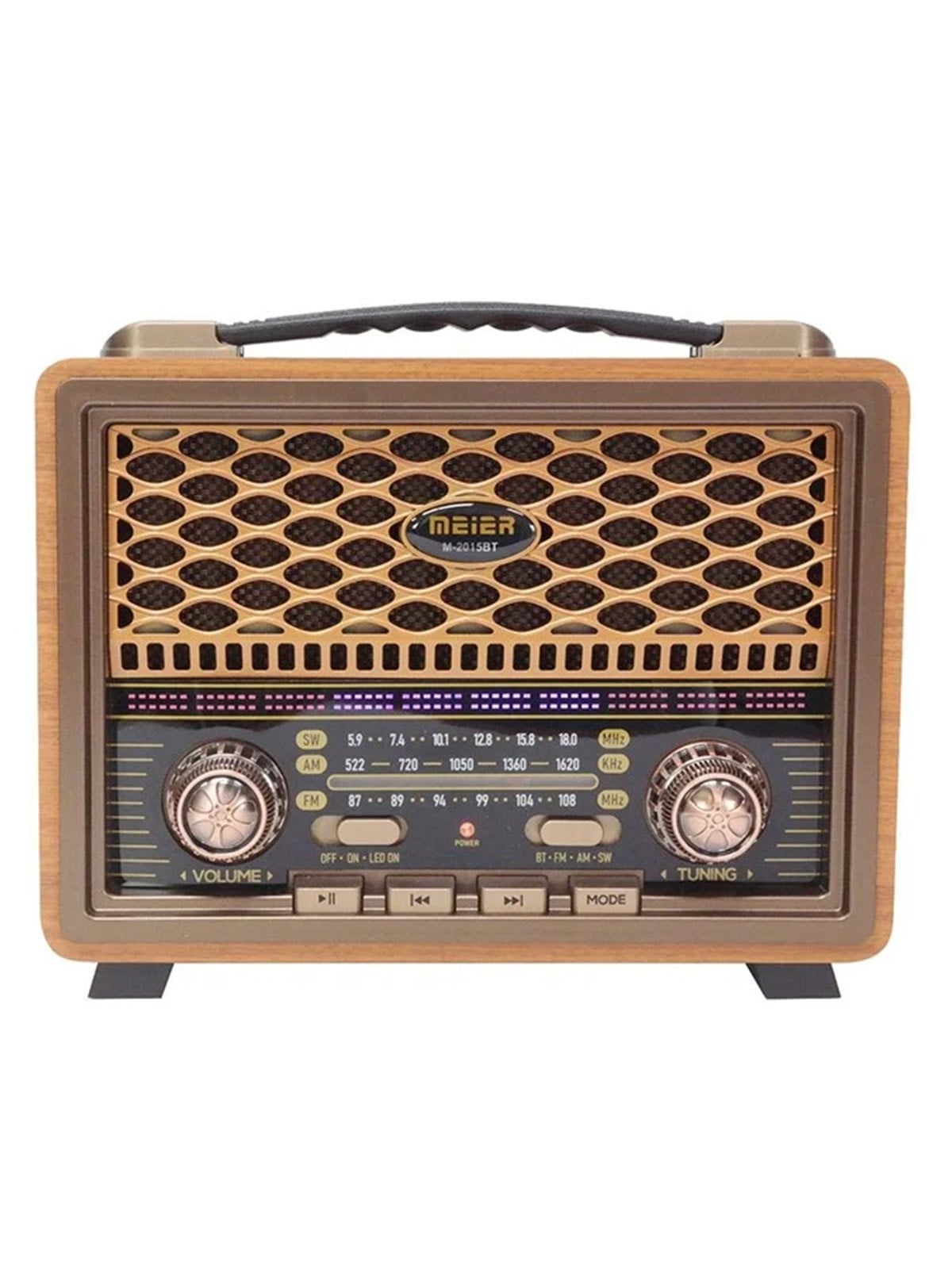 Nostaljik Radyo Görünümlü LED Işıklı Bluetooth,Hafıza Kartı,Usb Bellek,Aux Ve Radyo Destekli Hoparlör