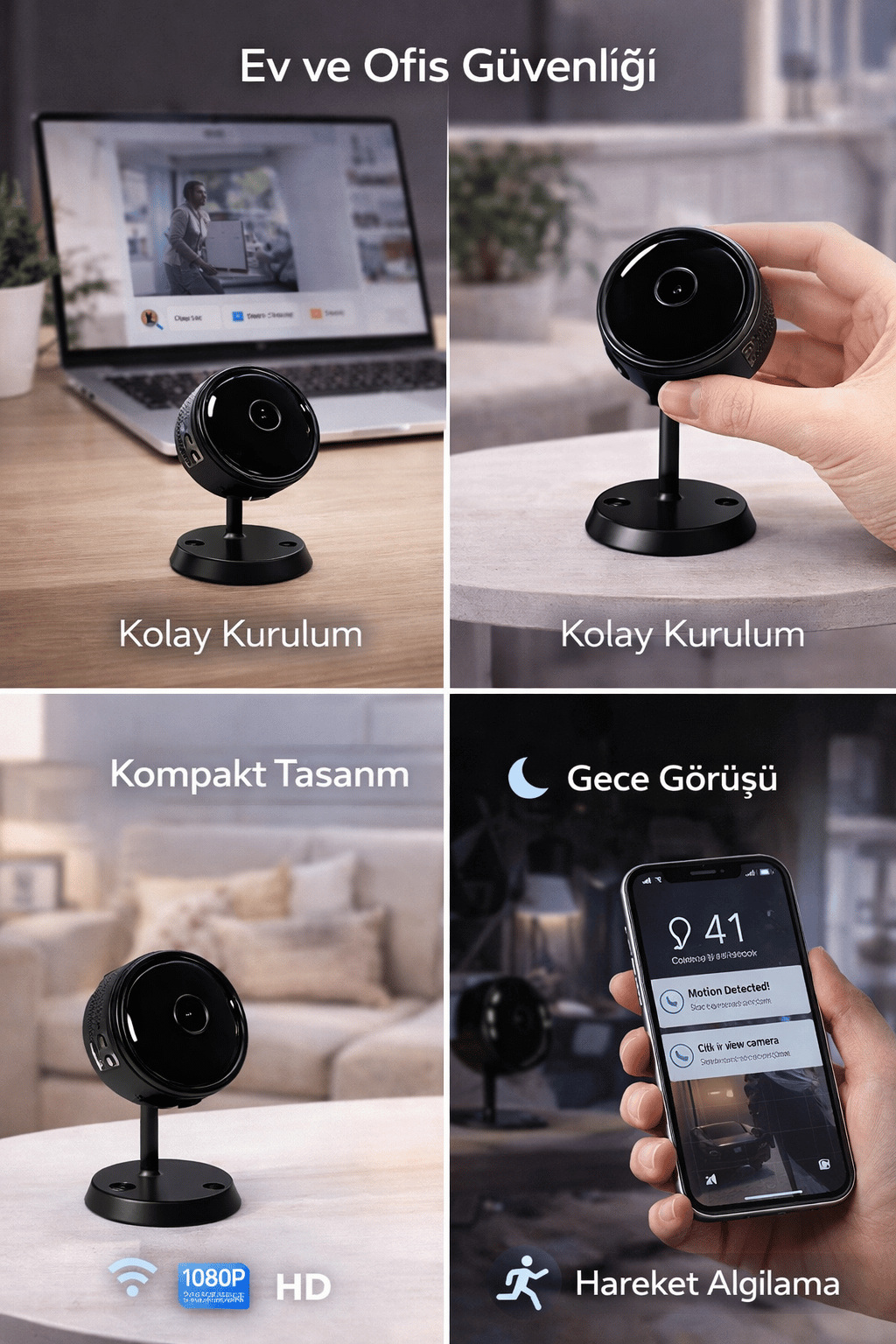 O-kam 2026 A9 Pro Gerçek 1080p Mini Wifi Kamera Gece Görüşlü Hareket Sensörlü Mini Kamera