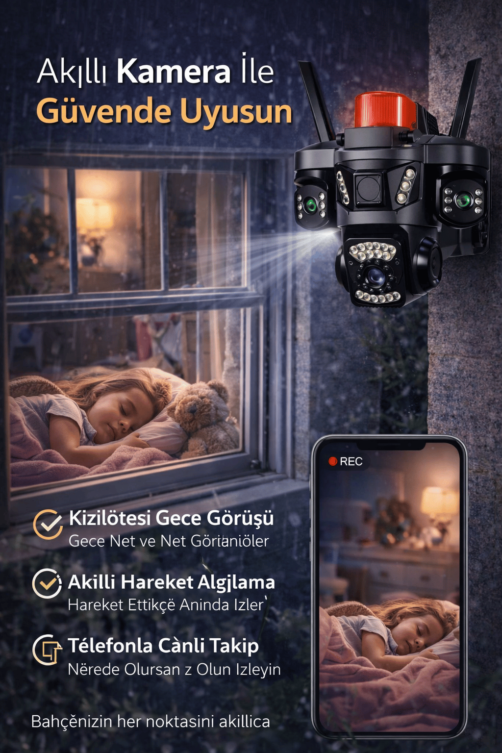 O-KAM 5011 3 LENS WİFİ PTZ KAMERA