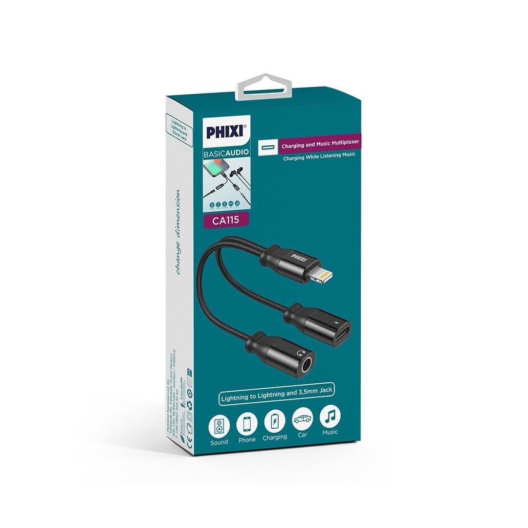 Phixi Basic CA115 Ligthning to Lightning ve 3,5mm Jack Çevirici Kablo