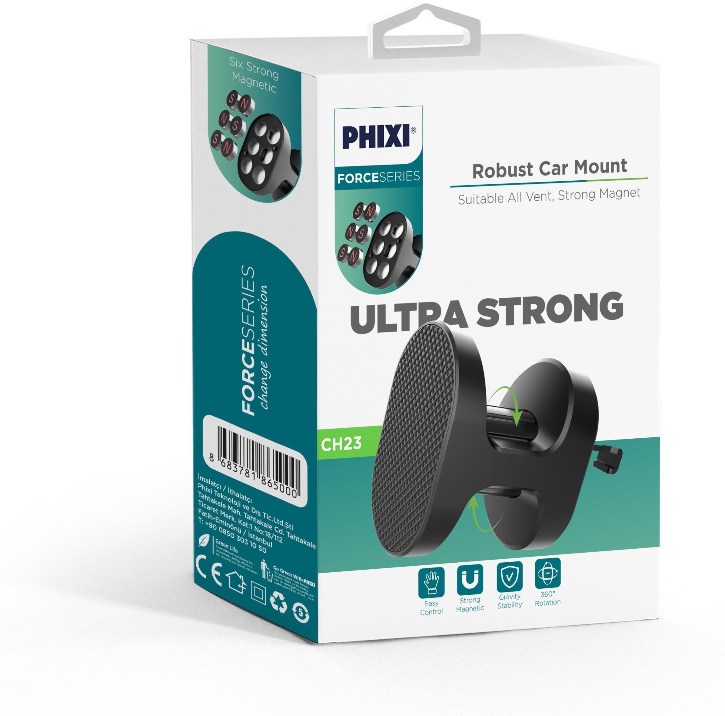 Phixi Basic CH23 6X Güçlendirilmiş Mıknatıslı Araç İçi Telefon TutucuPhixi Basic CH23 6X Güçlendirilmiş Mıknatıslı Araç İçi Telefon Tutucu