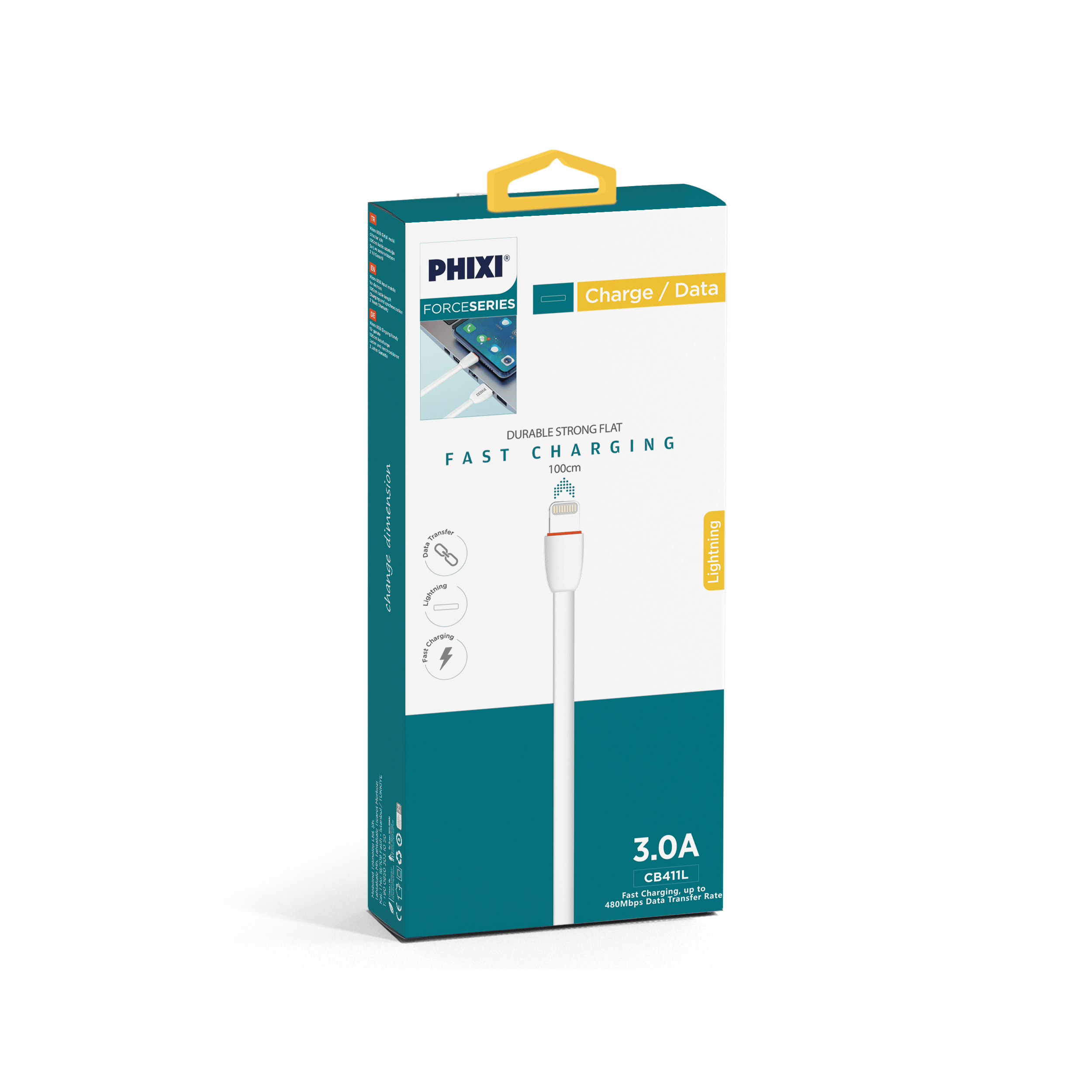Phixi CB411L Force Yassı Kablolu 100 Cm Lightning Şarj ve Data Kablosu