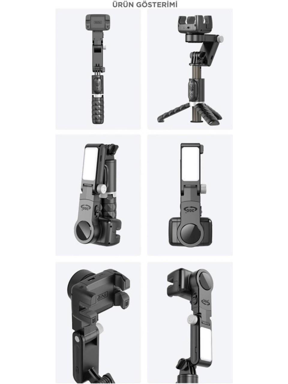 Q18 Siyah Gimball Led Işıklı Kumandalı Çok Amaçlı Tripod Selfie Çubuğu Kategori