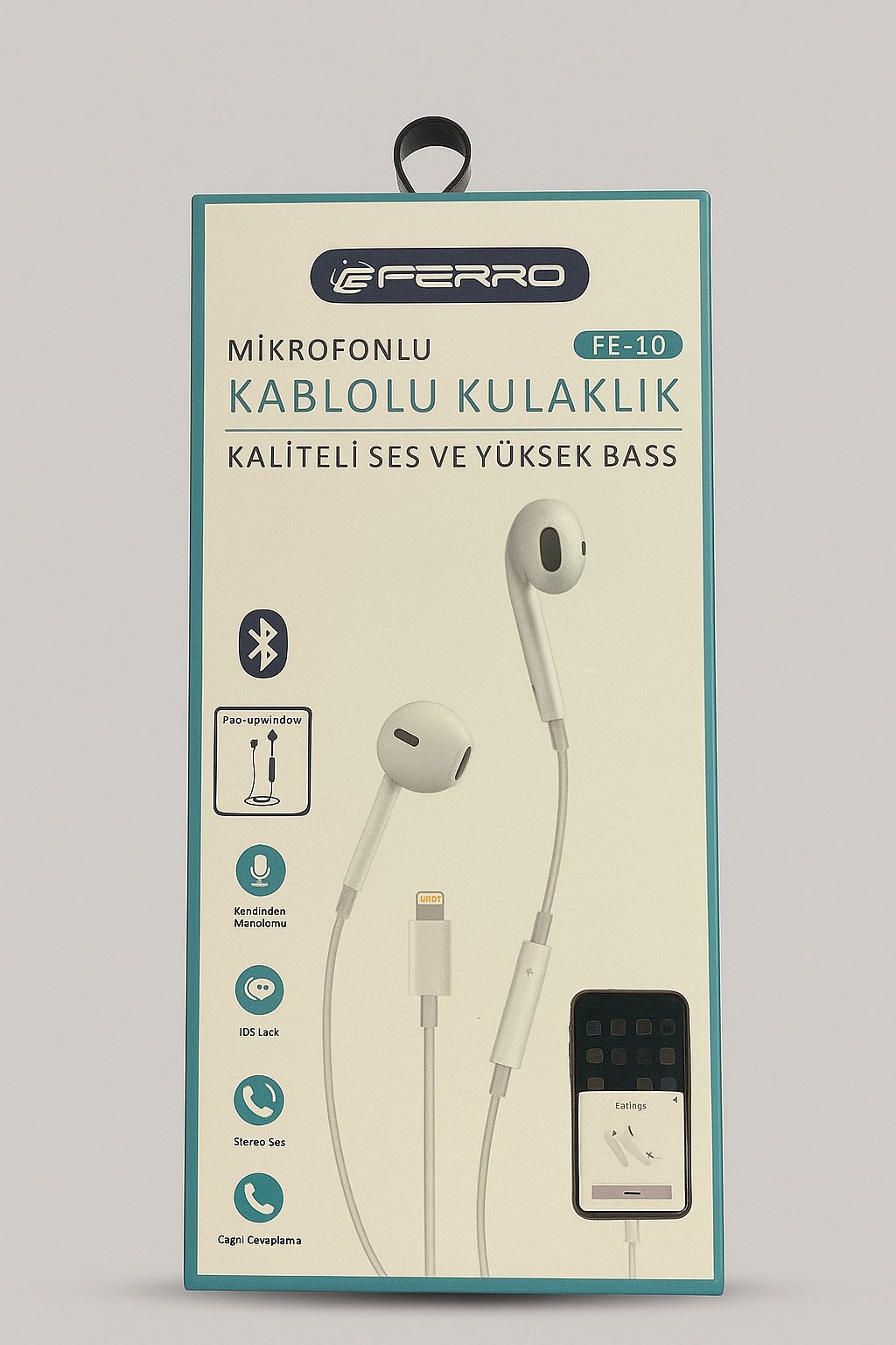 TELKUR FE-10  Kaliteli Ses Yüksek Baslı Kablolu Kulak İçi Mikrofonlu Lighting Girişli Kulaklı