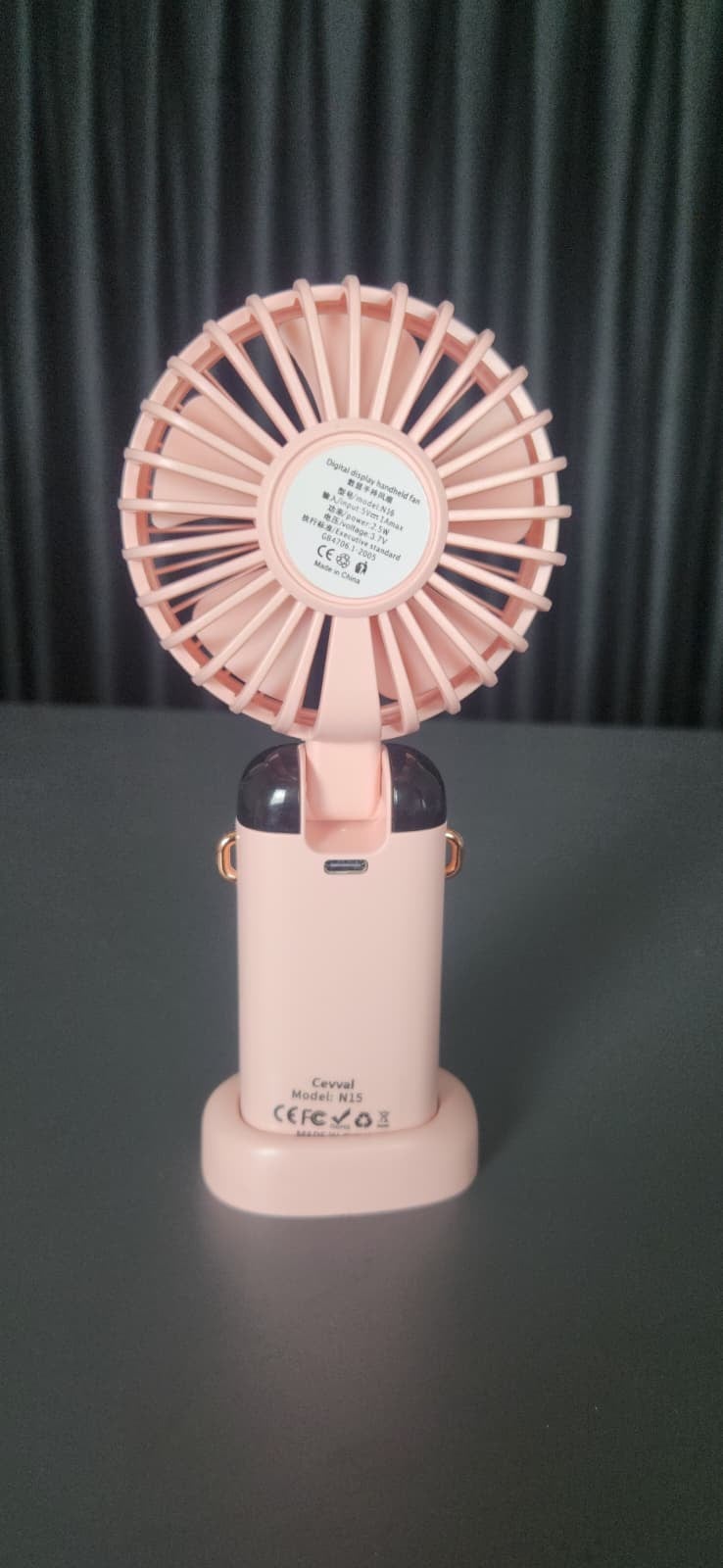 TELKUR N15 PEMBE Mini Klima 5 Kademeli Şarjlı Taşınabilir Dijital Led Göstergeli Boyna Asmalı El Fanı Vantilatör
