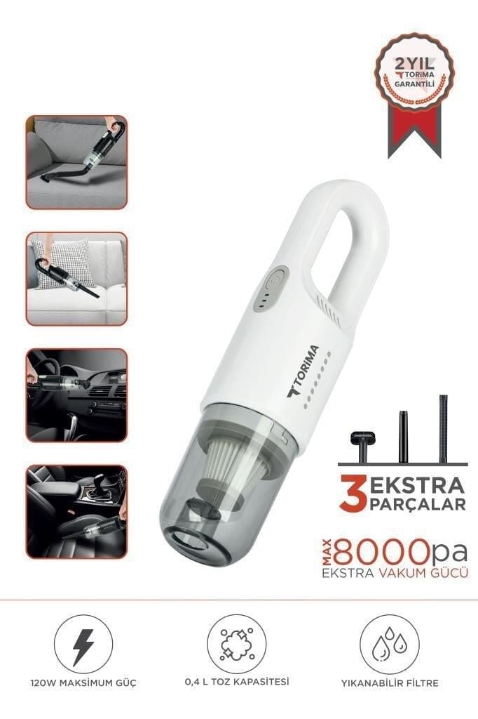 Torima A-031 Beyaz Şarjlı Araç EL Süpürgesi