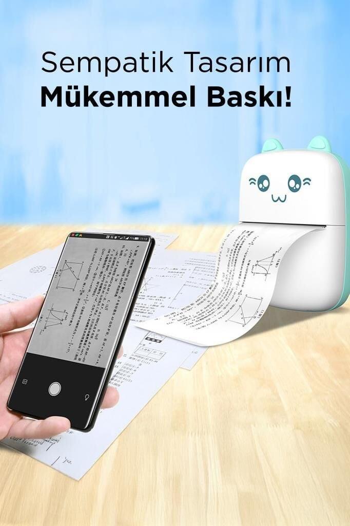 Torima C9 Mini Yazıcı Mini Taşınabilir Termal Yazıcı Kablosuz Bağlantı Ap Kontrol Mavi