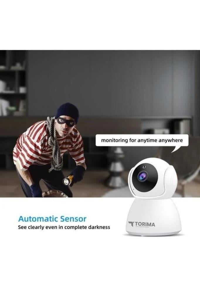 Torima CMR8 Güvenlik Kamerası 360 Derece Dönebilen Full Hd Smart Ip Kamera Beyaz