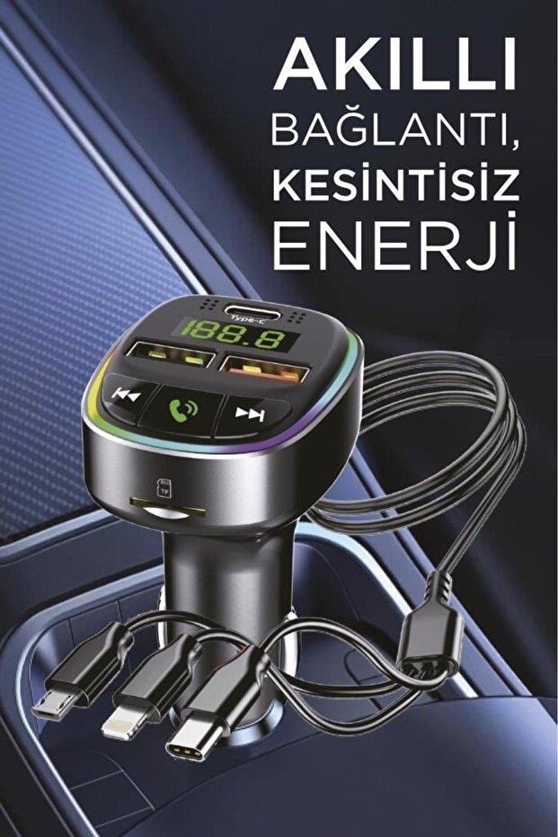 TORİMA G15 Siyah FM Transmitter Araç Şarj Cihazı (18W Hızlı Şarj - USB/Type-C/TF Kart Destekli)
