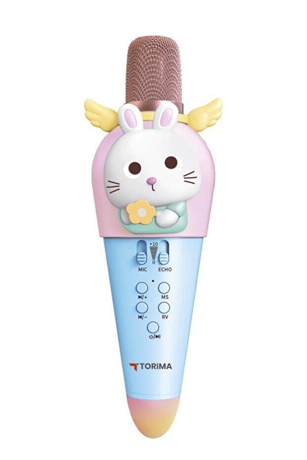 Torima KIDMIC03 Kedi Figürlü Şarjlı BT Karaoke Mikrofon ve Hoparlör Mavi