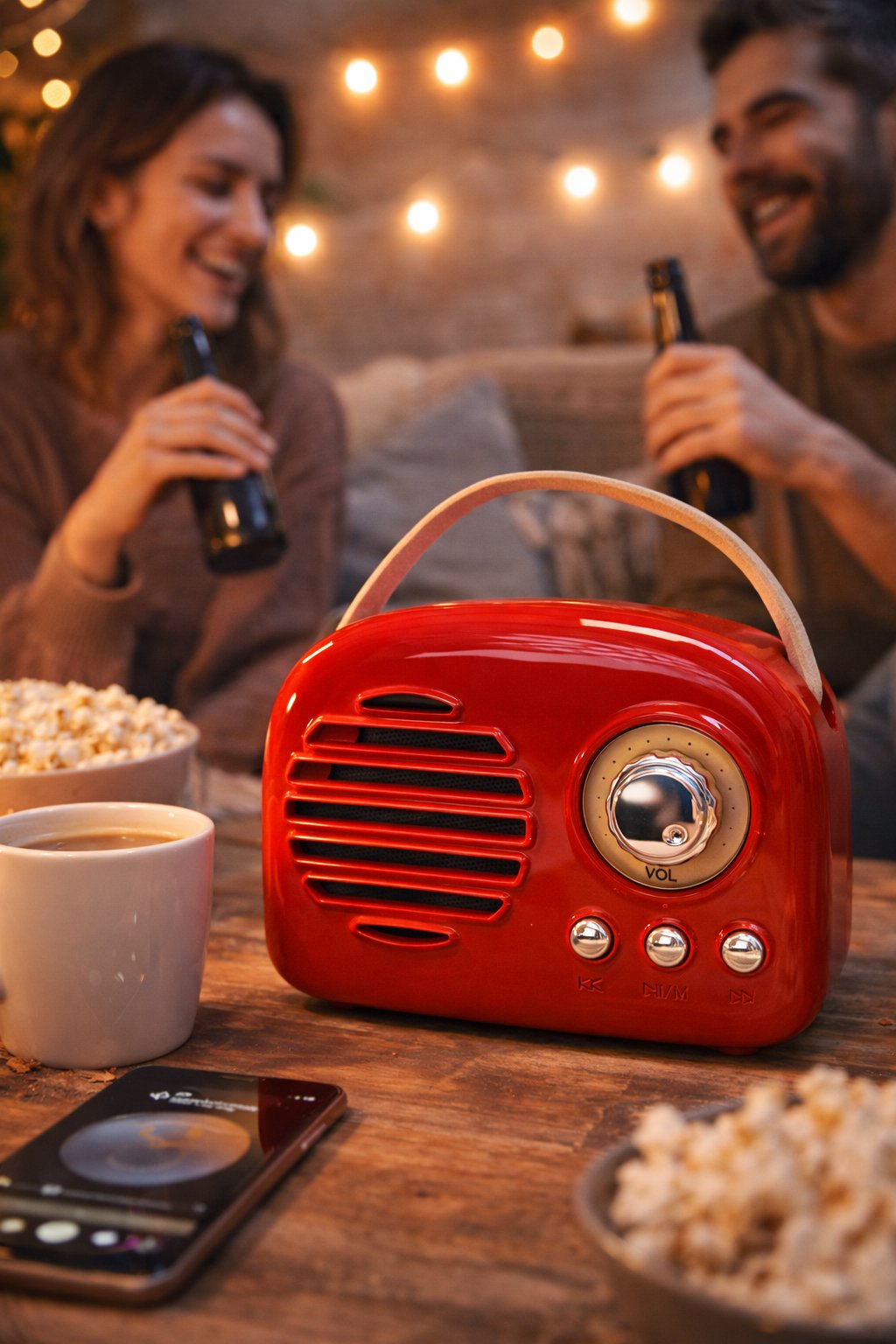 Torima KTS-1682 Retro Bluetooth Hoparlör FM Radyo USB Şarjlı Taşınabilir Kırmızı