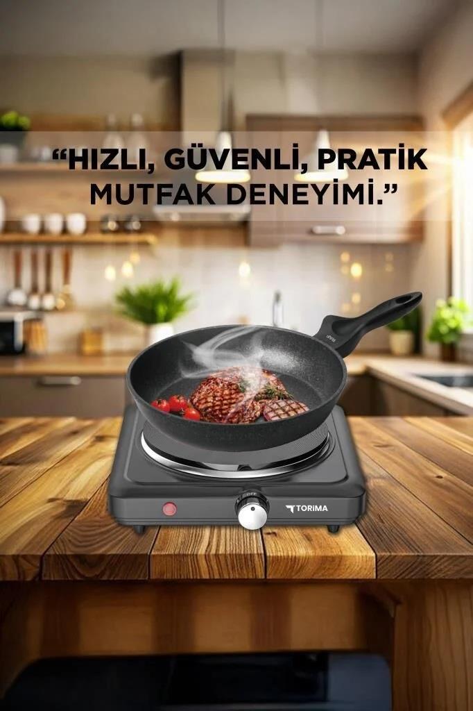 Torima TEH-01 Siyah Termostatlı Ayarlanabilir Tekli Elektrikli Ocak