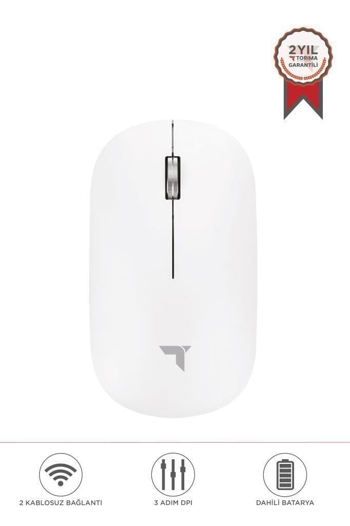Torima TM-19 Beyaz Çift Modlu Sessiz Kablosuz Mouse Fare