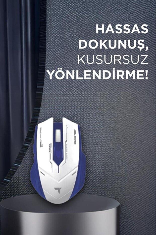 Torima TM-20 Beyaz-Mavi Çift Modlu Kablosuz Oyuncu Mouse Fare