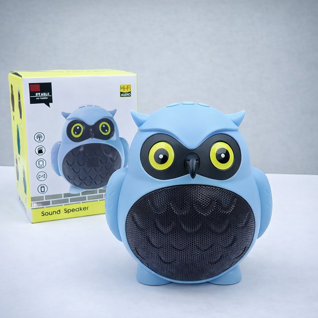 X-902 Baykuş Tasarım Bluetooth Mini Hoparlör Açık Mavi