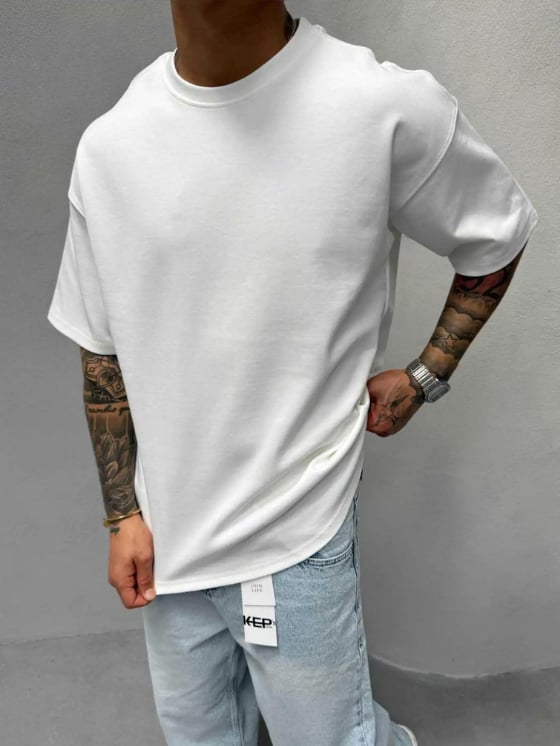 Oversize Basic T-Shirt / BEYAZ - BSC02