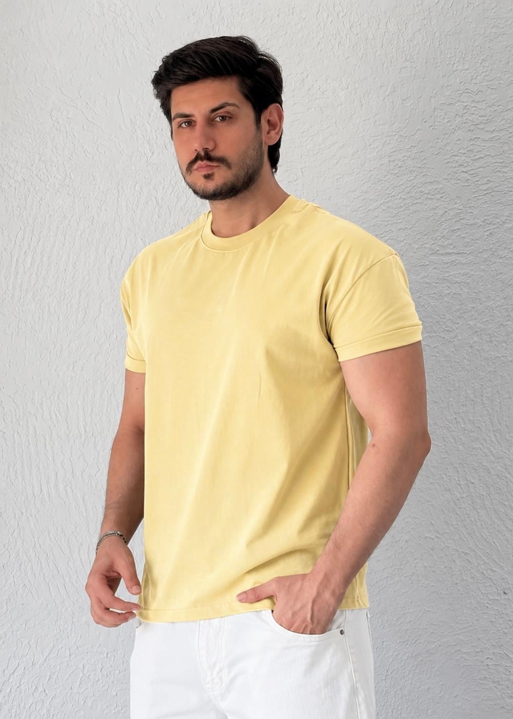 Özel kesim Kolları dar Oversize T-shirt / Sarı