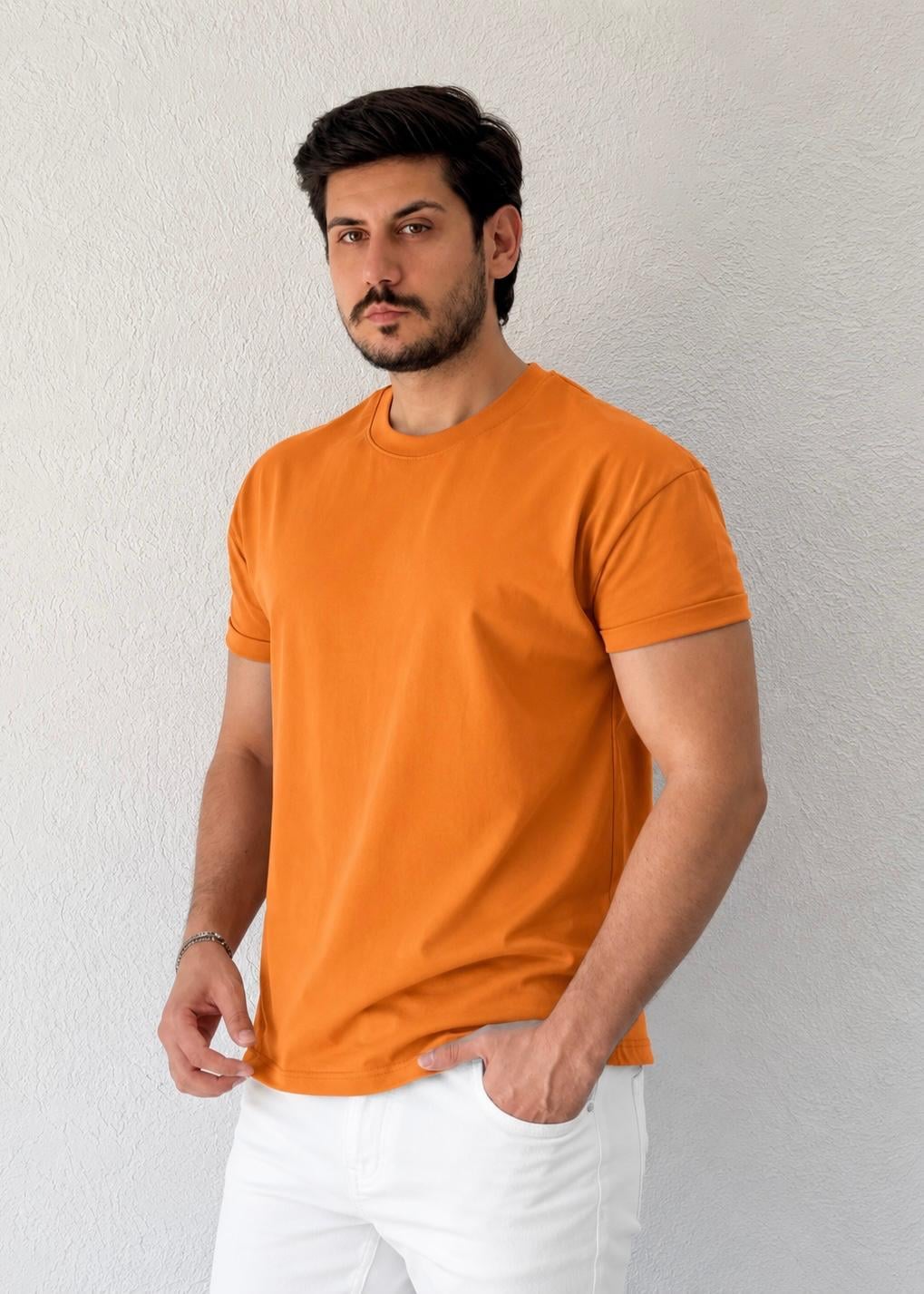 Özel kesim Kolları dar Oversize T-shirt / Turuncu - BSC03