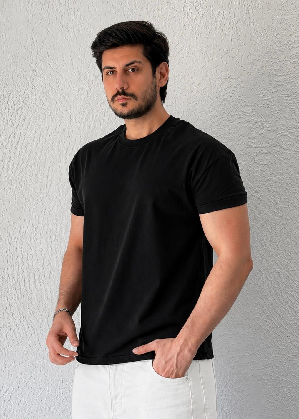 Özel Kesim Kolları Dar Oversize T-shirt / Siyah - BSC03