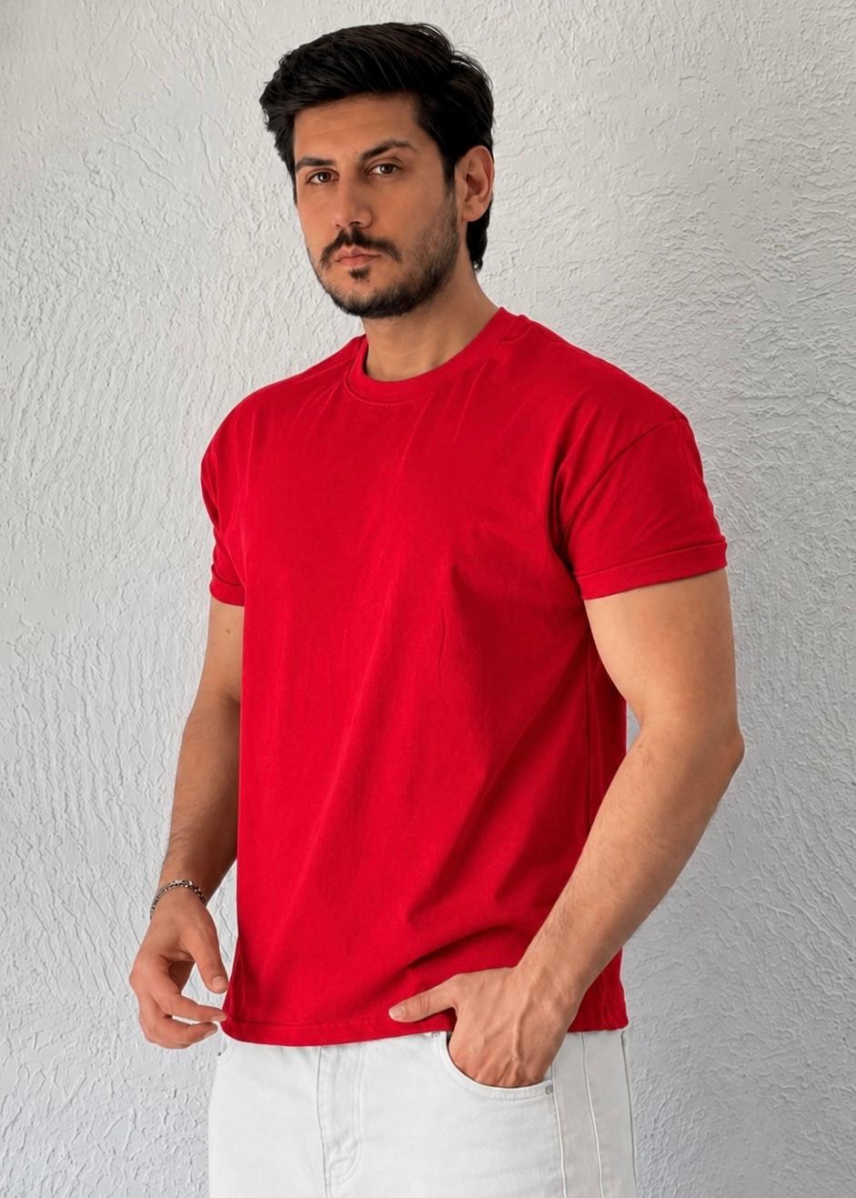 Özel kesim Kolları dar Oversize T-shirt / Kırmızı - BSC03