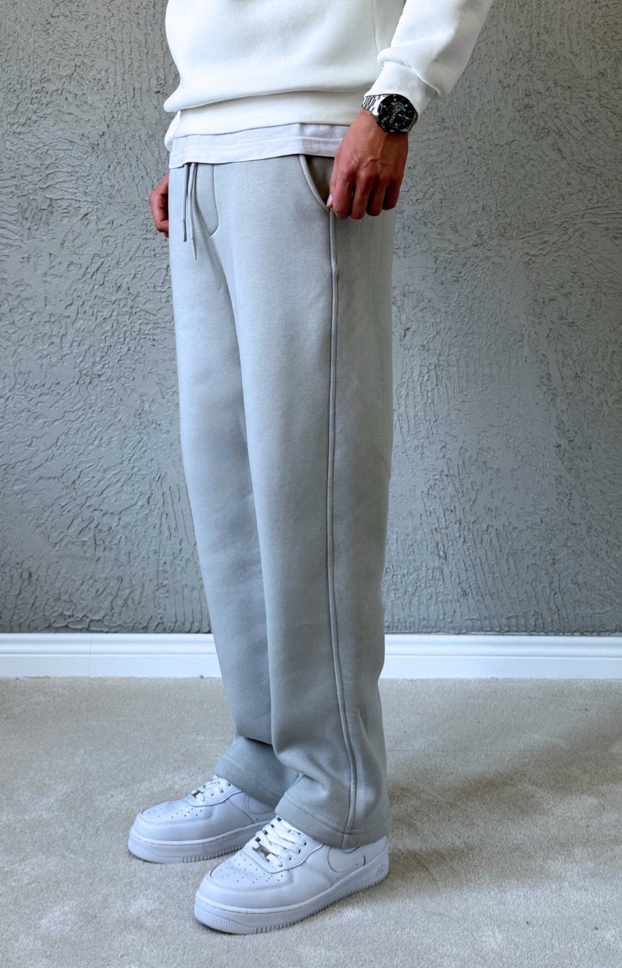 Premium Kalite Baggy Kalıp Boru Paça Eşofman Altı / BGY01- GRİ