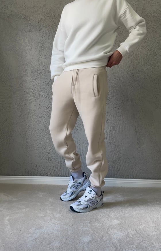 Premium Kalite Jogger Eşofman Altı - Krem / 2512J