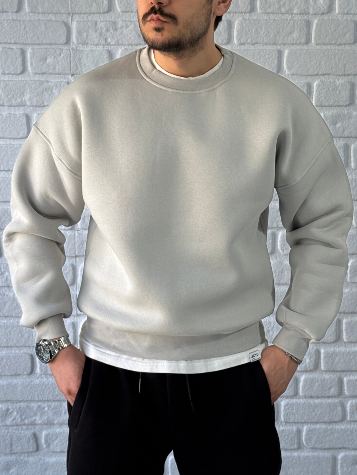 Premium Kalite Oversize Kalıp Basic Sweatshirt/GRİ-SWTB01