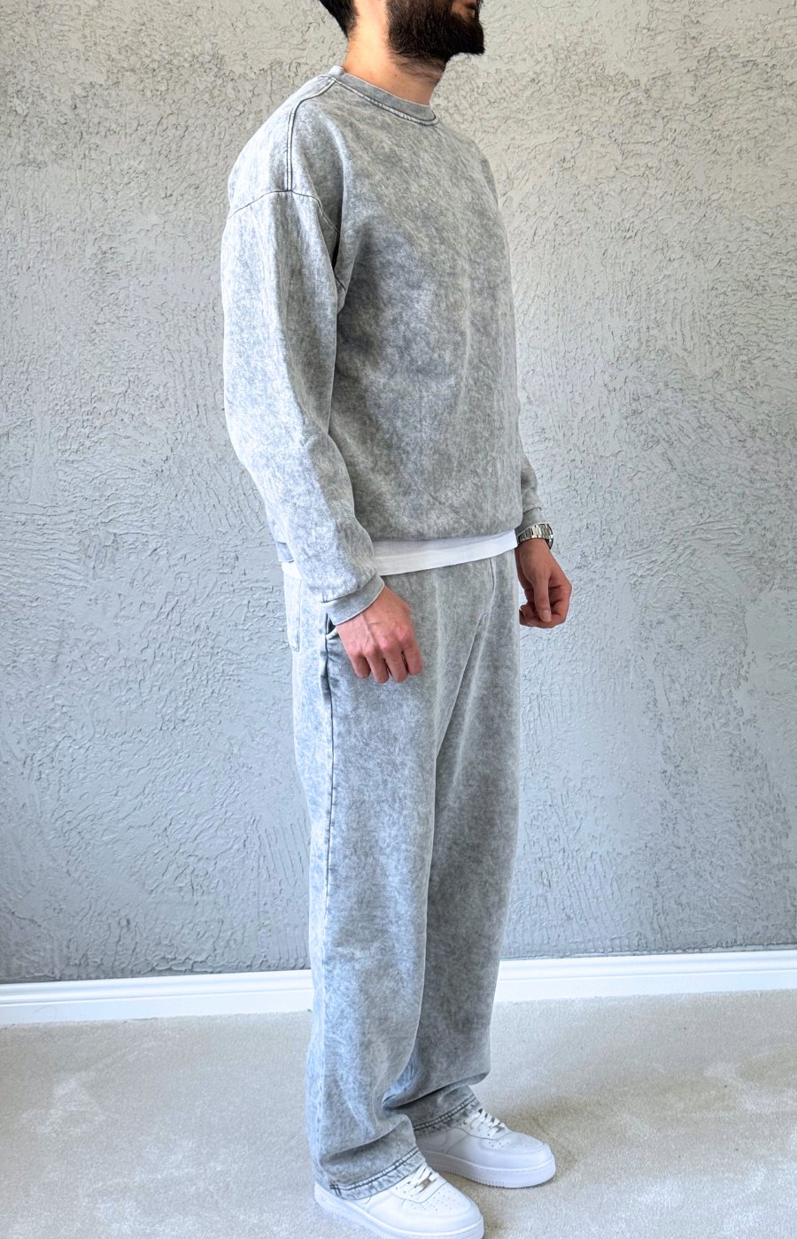 Premium Kalite Oversize Yıkamalı Eşofman Takımı/ AÇIK GRİ-TKM04