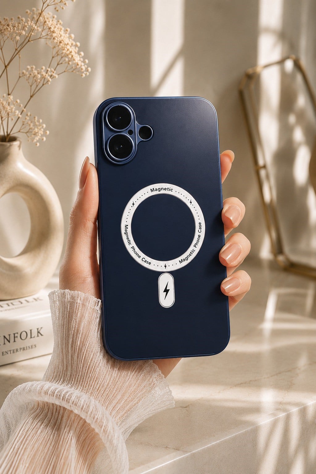 İPhone 16 PLUS KAMERA KORUMALI MAGSAFE KAPAK BUSINESS LACİVERT