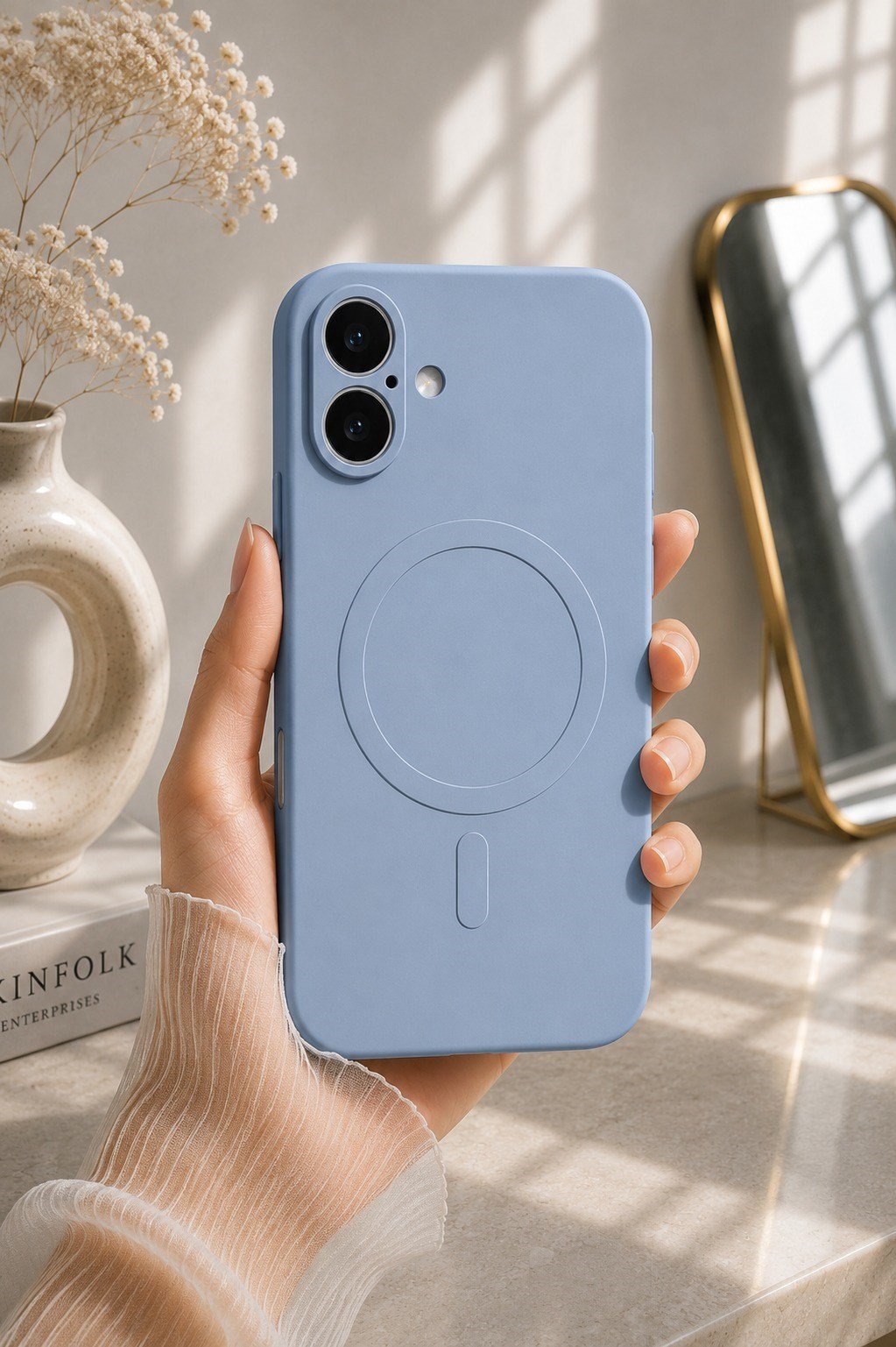 iPHONE 16 PLUS MAGSAFE KAMERA KORUMALI KILIF MAVİ