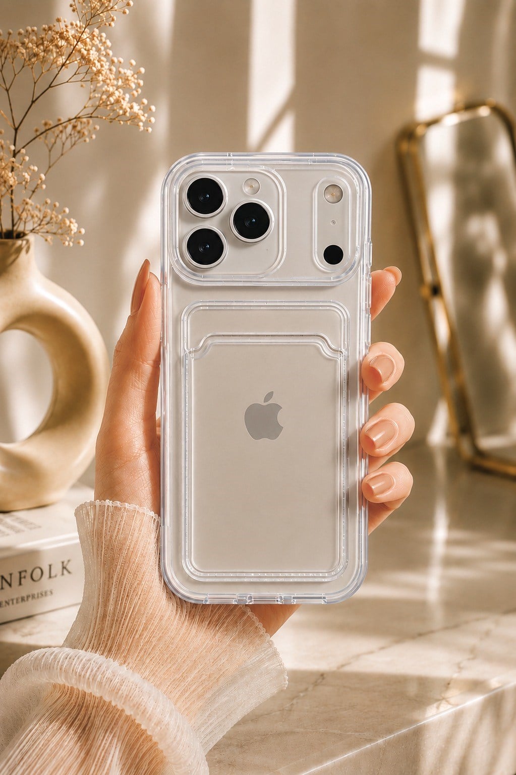 iPHONE 17 PRO MAX KAMERA KORUMALI KAPAK CÜZDANLI ŞEFFAF KILIF