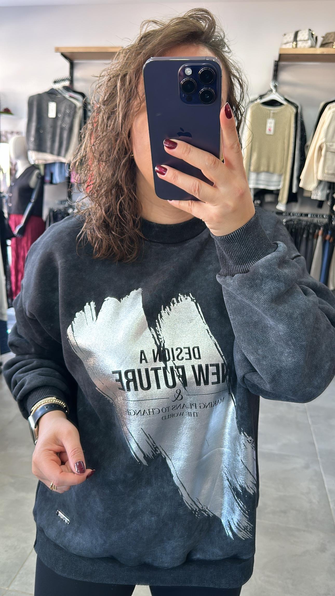 BASKILI OVERSİZE SWEAT