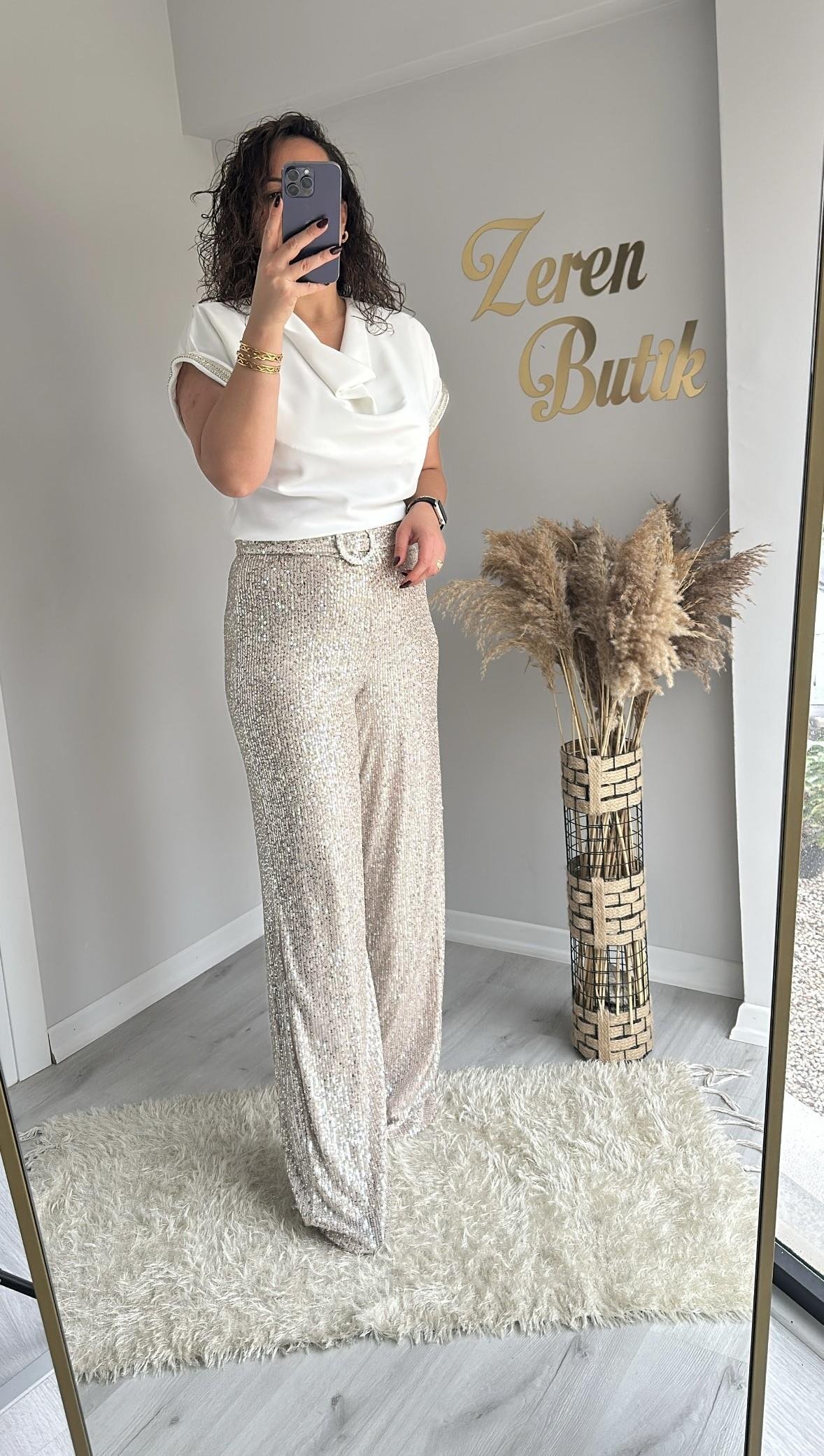 KEMERLİ PULLU PANTOLON