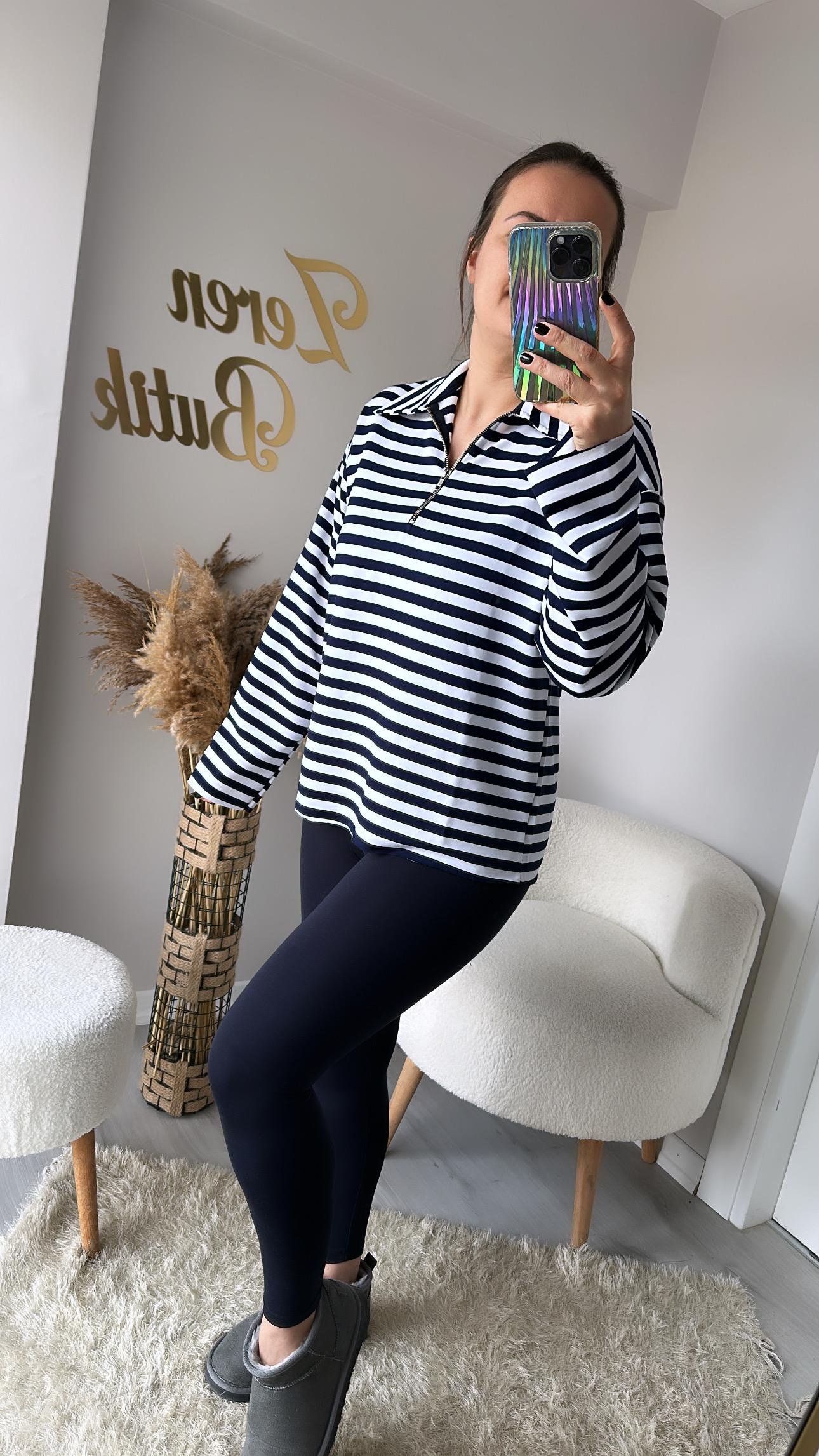 POLO YAKA ÇİZGİLİ SWEAT
