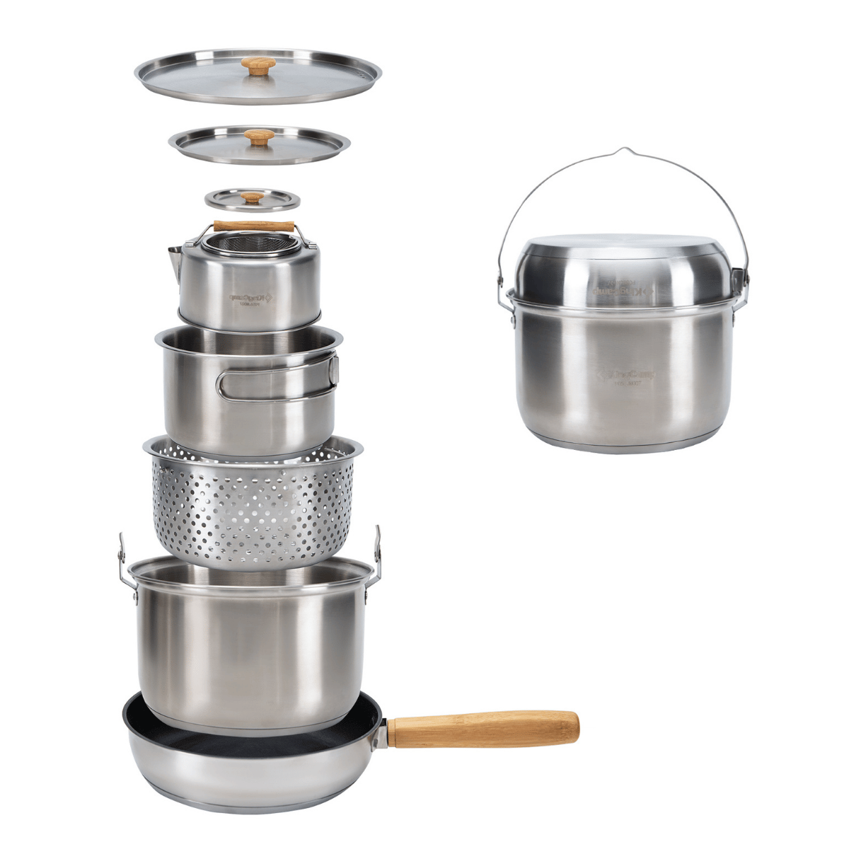 KingCamp Cookware Set I Paslanmaz Çelik Kamp Tencere Seti