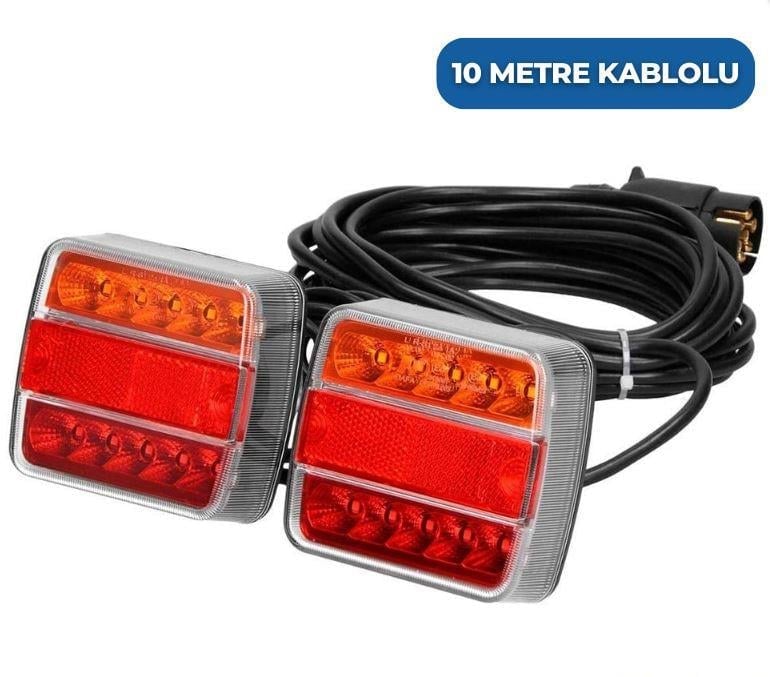 Mıknatıslı Led Römork Stop Lambası Seti 7 Pin Soketli 12v