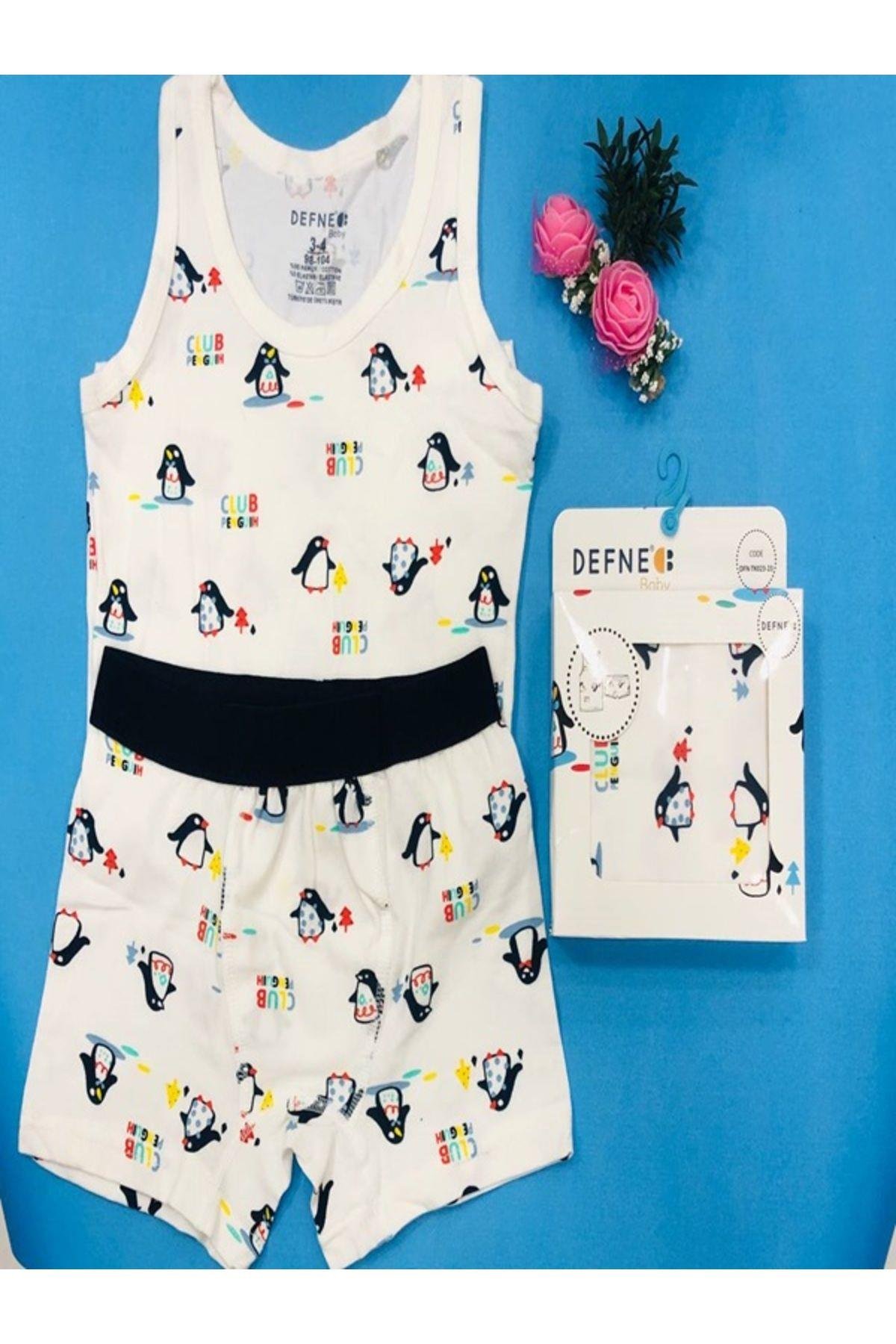 % 95 Pamuklu Unisex Çocuk Atlet Boxer I?Ç Çamaşir Takimi