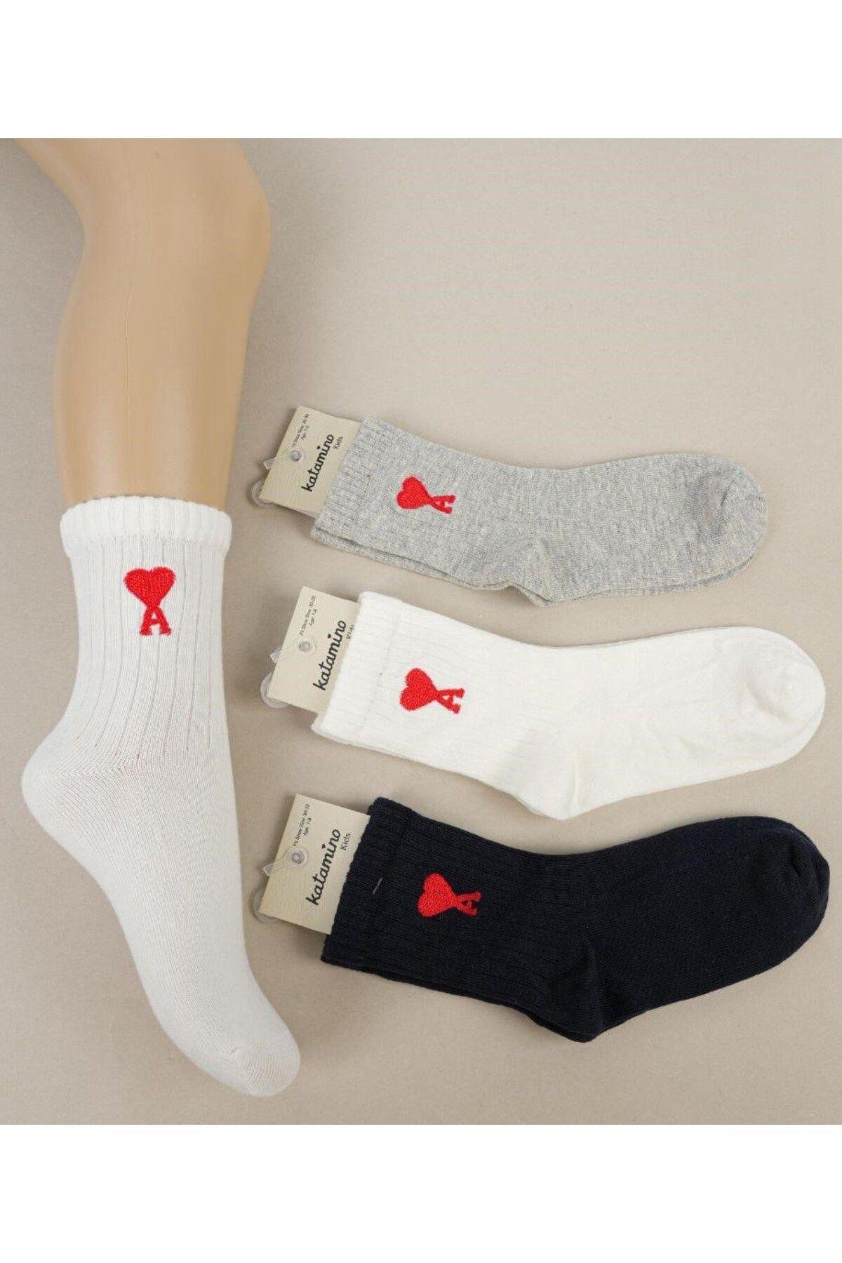 3 Adet Unısex Çocuk Soket Çorap