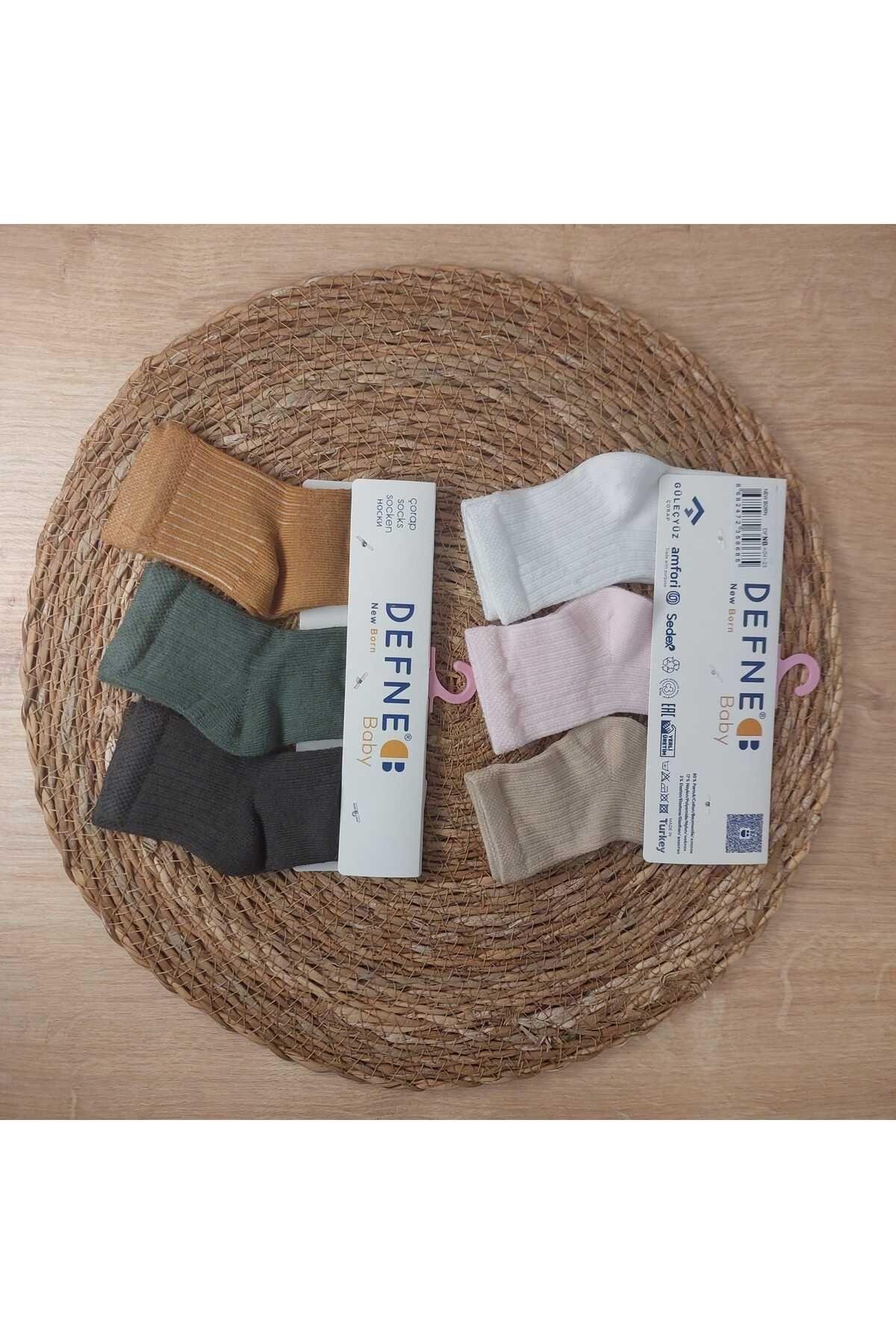 6 Çift Pamuklu New Born Yenidoğan Kız Bebek Çorap