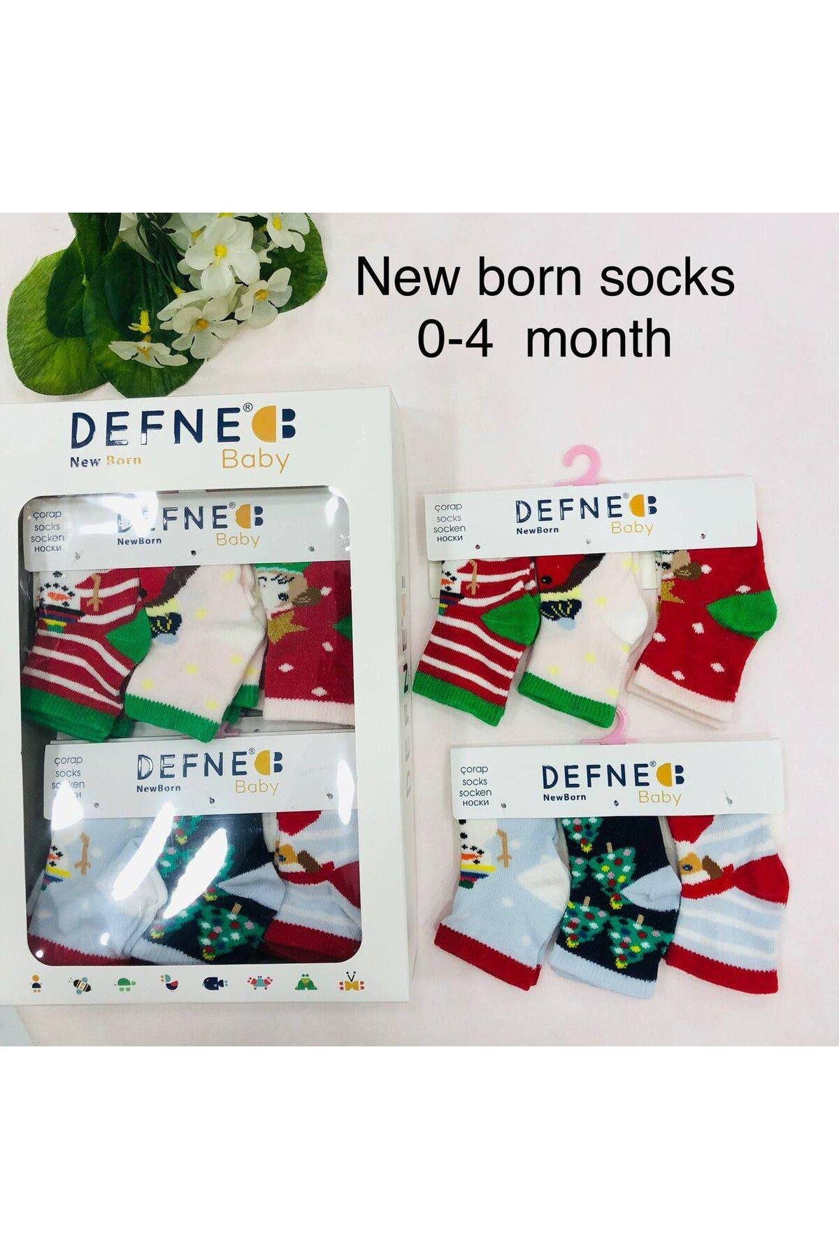6 Çift Pamuklu New Born Yenidoğan Kız Bebek Çorap